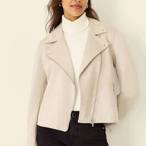 NWT Ann Taylor Faux Suede Moto Jacket